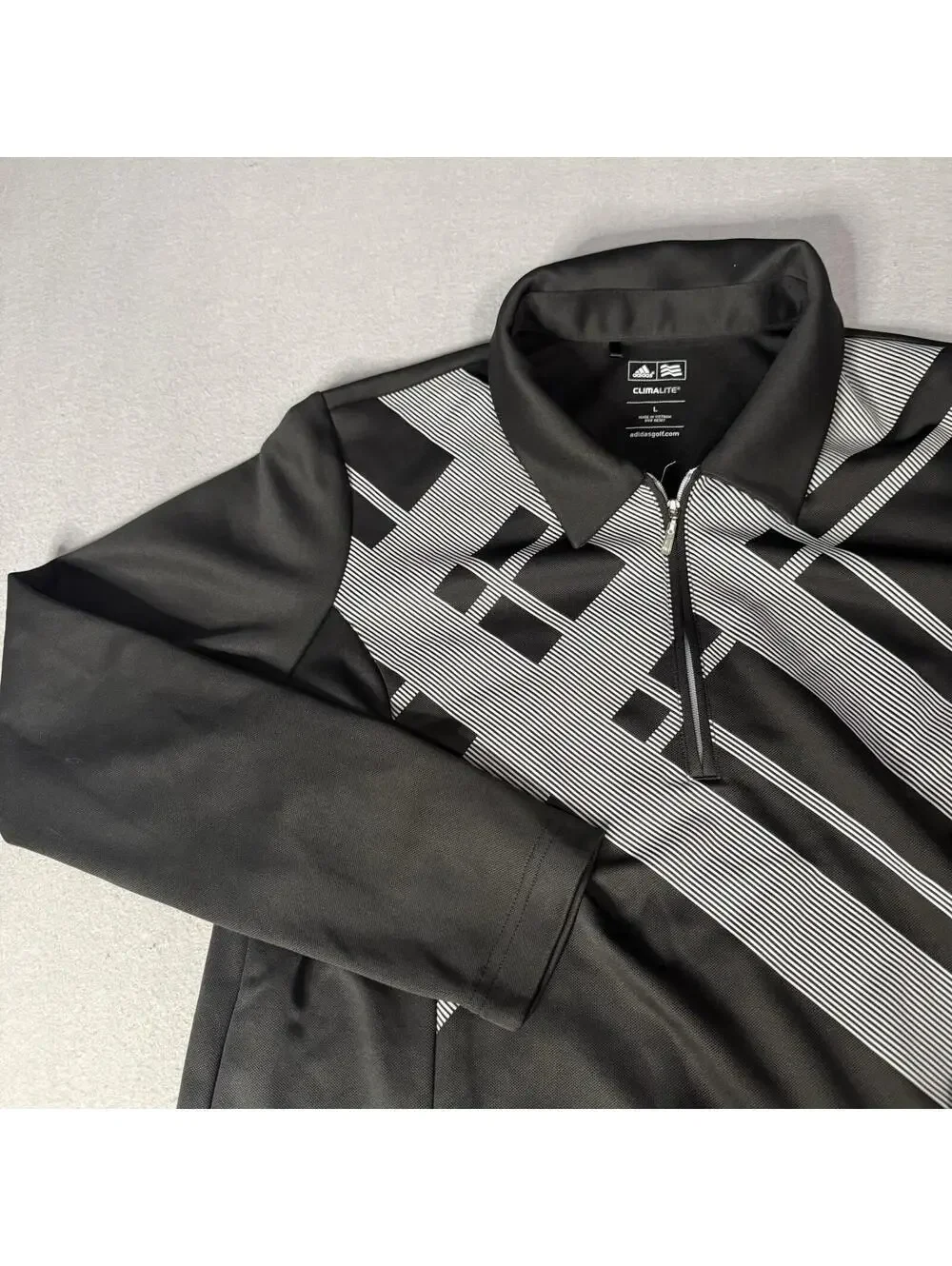 Adidas Climalite Golf Quarter Zip Pullover Men’s L Black Long Sleeve Performance